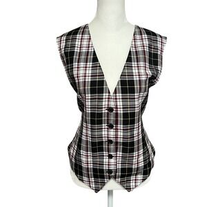 Vintage Counterparts Tartan Plaid Vest‎ Womens Medium Dark Academia Preppy